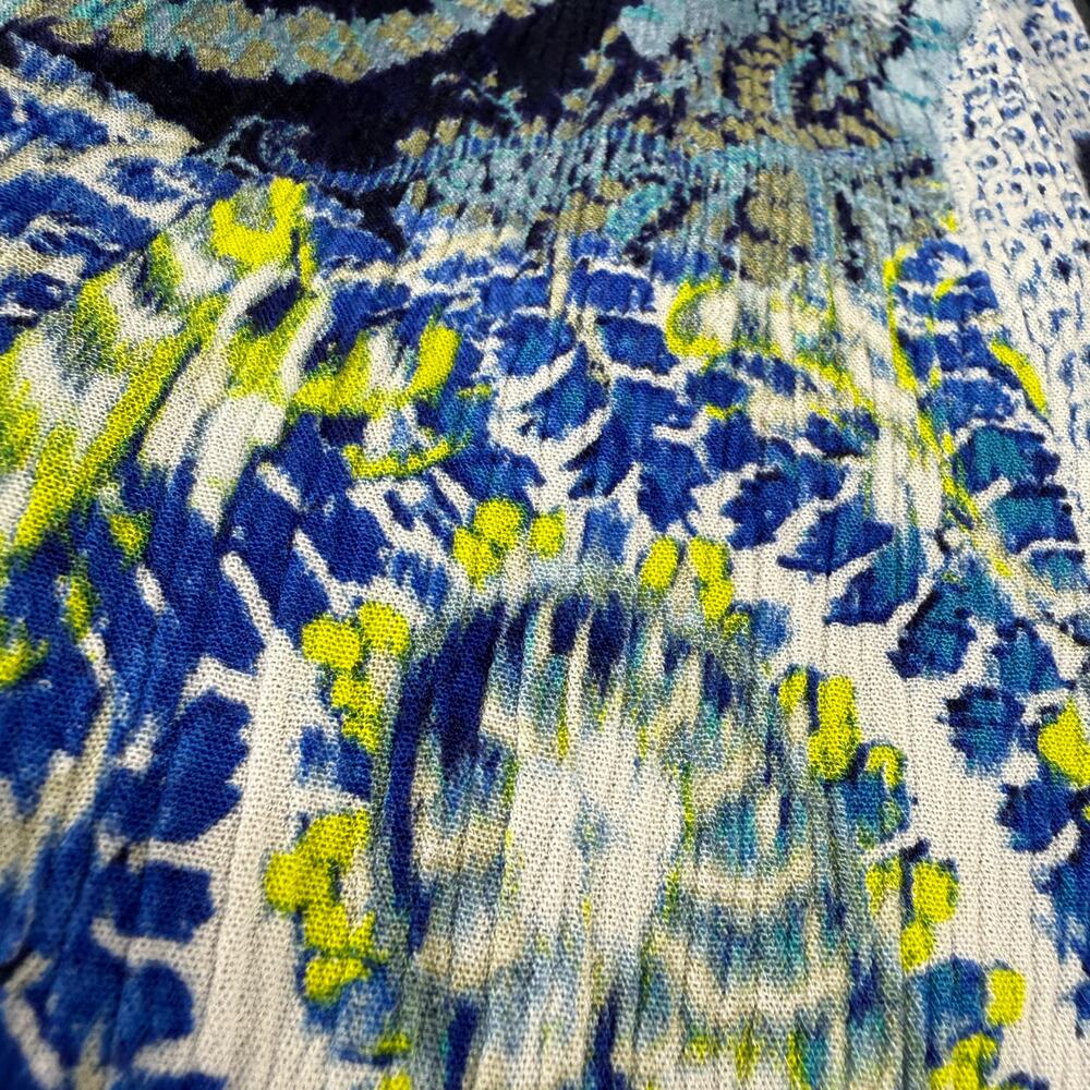 Desigual Off Shoulder Top Size XL Long Sleeves Blue Paisley Mediterranean Resort - Picture 8 of 14